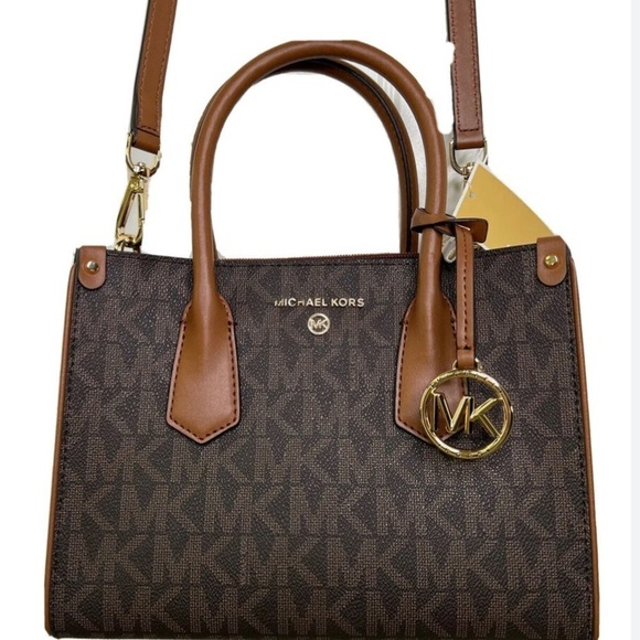 MICHAEL KORS BAG HANDBAG SATCHEL WITH CROSSBODY STRAP BROWN/GOLD SMALL SIZE - Picture 6 of 6